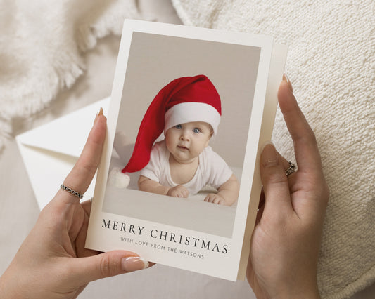 Personalised Photo Christmas Card, Baby Christmas Card, Pack of 10, 20, 50 or 100, Custom Family Card