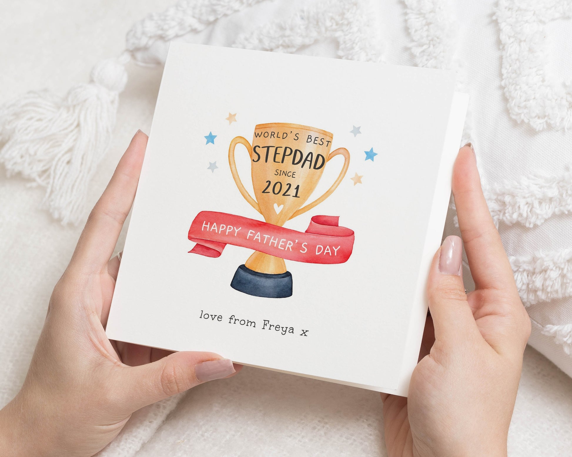 Stepdad Fathers Day Card, Personalised Fathers Day Card for Step Dad, World's Best Stepdad Card, Father's Day Card from Kids