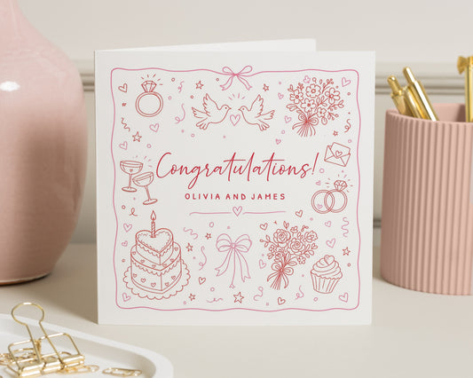 Personalised Wedding Card, Congratulations Wedding Card, Engagement Card for Couple, Custom Wedding Card, Wedding Day Card for Couple