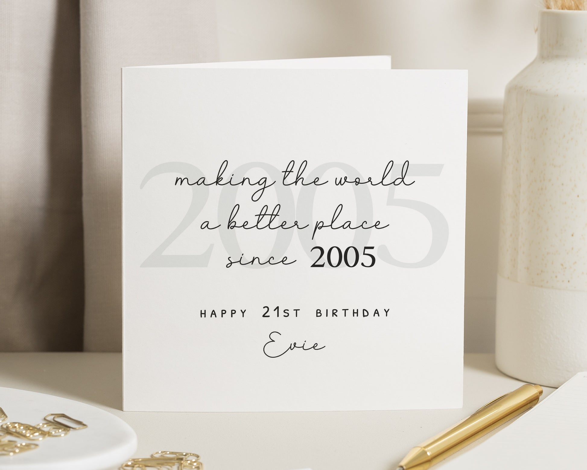 21st Birthday Card, Personalised Birthday Card, Birthday Card for Her, Birthday Card for Daughter, 21st Birthday Gift, 2005 Birthday Card