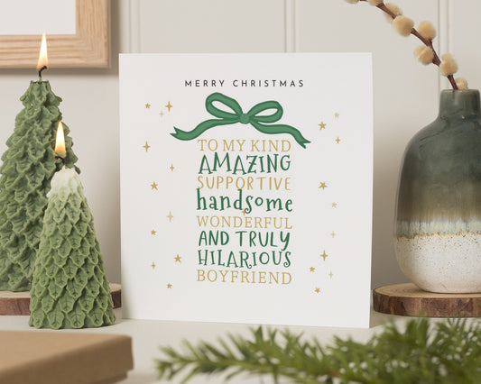 Christmas Card for Boyfriend, Funny Christmas Card for Him, Boyfriend Christmas Card, Hilarious Christmas Card, Supportive Boyfriend Card