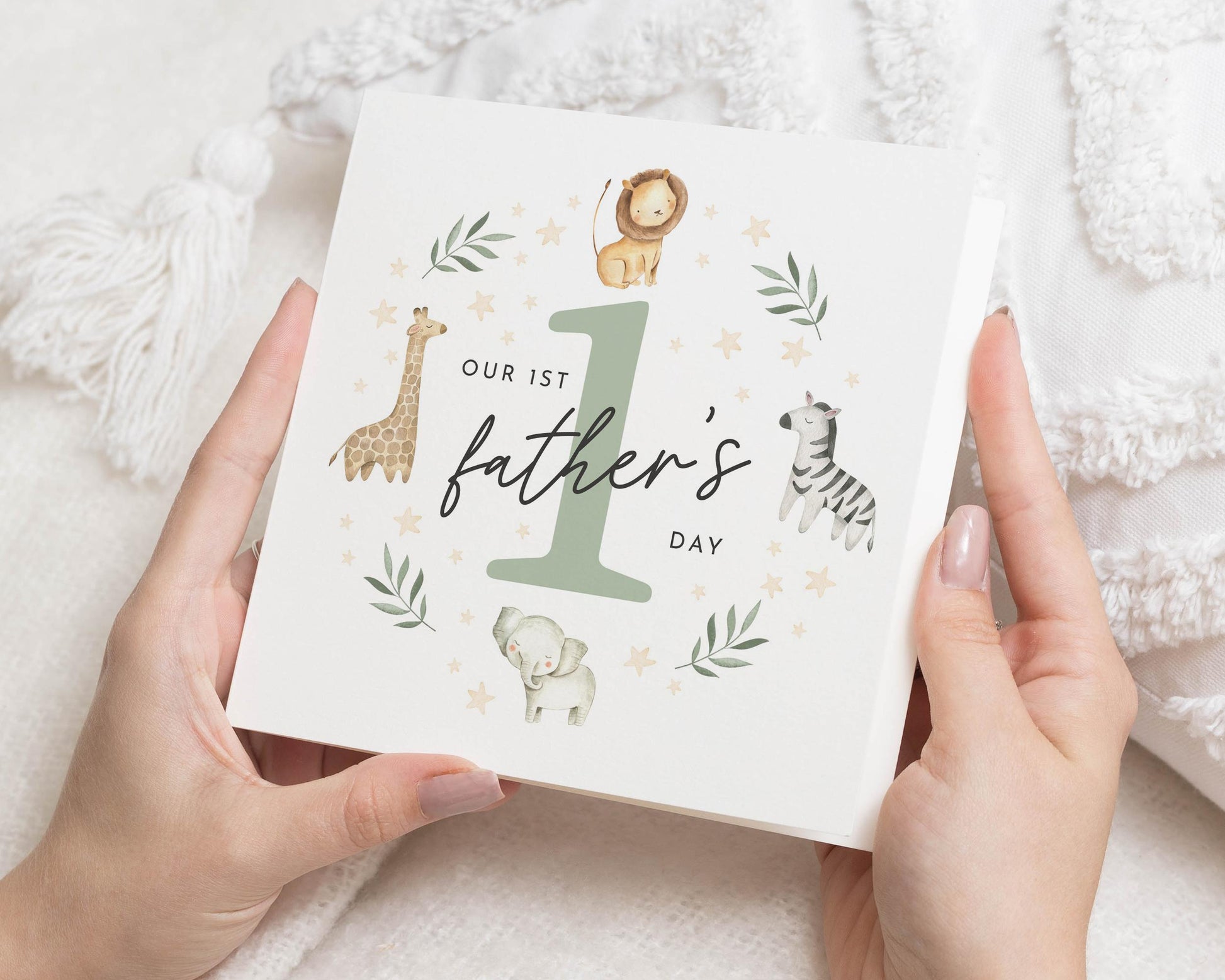 1st Fathers Day Card, First Fathers Day Card, Fathers Day Card from Baby, Safari Animal Fathers Day Card, Cute Fathers Day Card