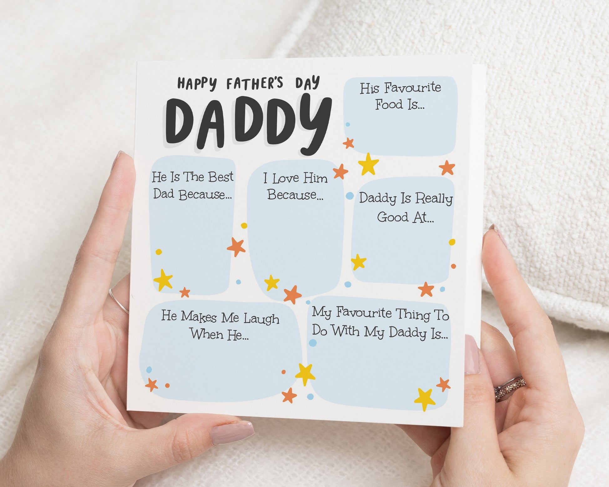 Fathers Day Card for Daddy, Daddy Card from Kids, Personalised Fathers Day Card, Fill In Fathers Day Card