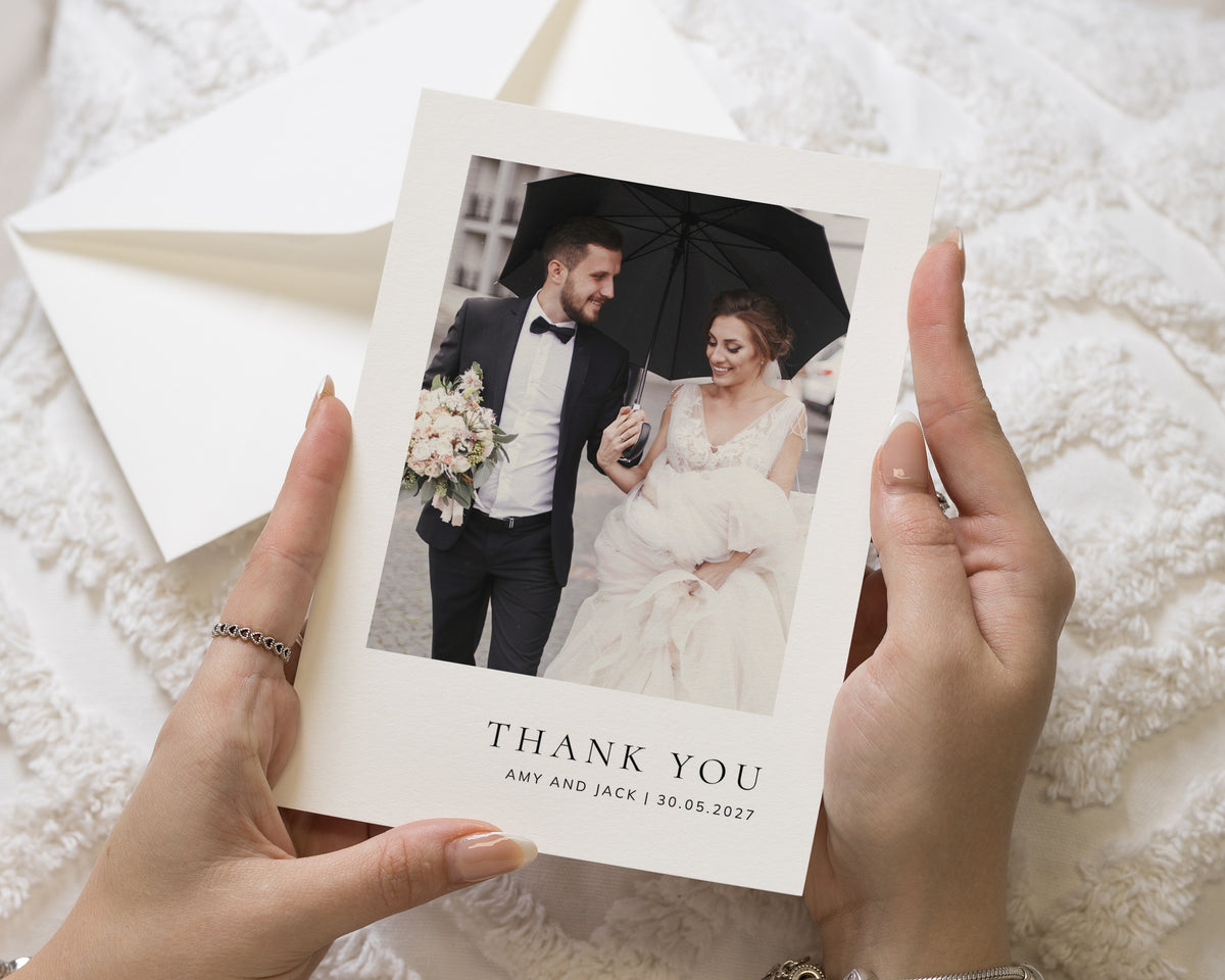 Personalised Wedding Thank You Cards, Photo Wedding Thank You Cards, Minimal Thank You Cards, Thank You Card for Wedding, A6 5x7