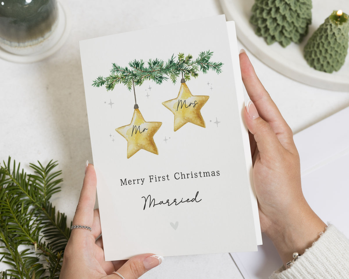 First Christmas Married Card, 1st Christmas Card for Couple, Newlywed Christmas Card, Husband and Wife Card, Wedding Christmas Card