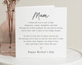 Mum Mothers Day Card, Mothers Day Card for Mum, Poem Card for Mum, Personalised Mothers Day Card, Happy Mothers Day Card