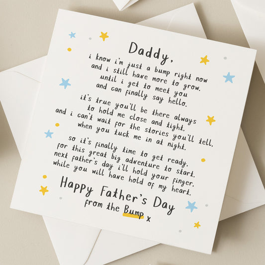 Fathers Day Card From Bump, Poem Card For Dad To Be, Fathers Day Gift From Bump, Fathers Day Card For Daddy To Be, Daddy To Be Poem Card