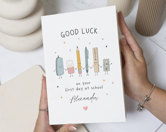 Good Luck Card, First Day at School Card, Personalised School Card, Back to School Card, New School Card for Child, Cute School Card
