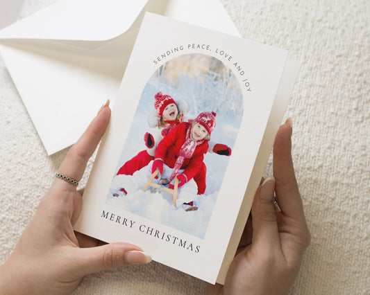 Personalised Photo Christmas Cards, Pack of Christmas Cards, Pack of 10, 20, 50 or 100, Folded Christmas Cards with Photo