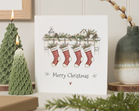 Personalised Christmas Card, Family Christmas Card, Custom Xmas Card, Christmas Card for Family, Stocking Christmas Cards
