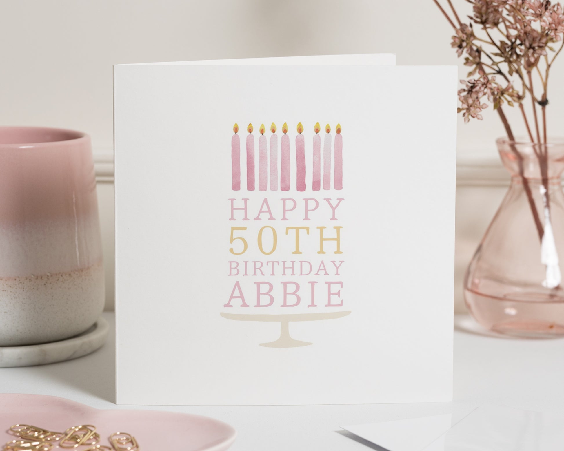 50th Birthday Card, Personalised Birthday Card for Her, Custom Name Age Card, Daughter 50th Birthday Card, Simple Birthday Card