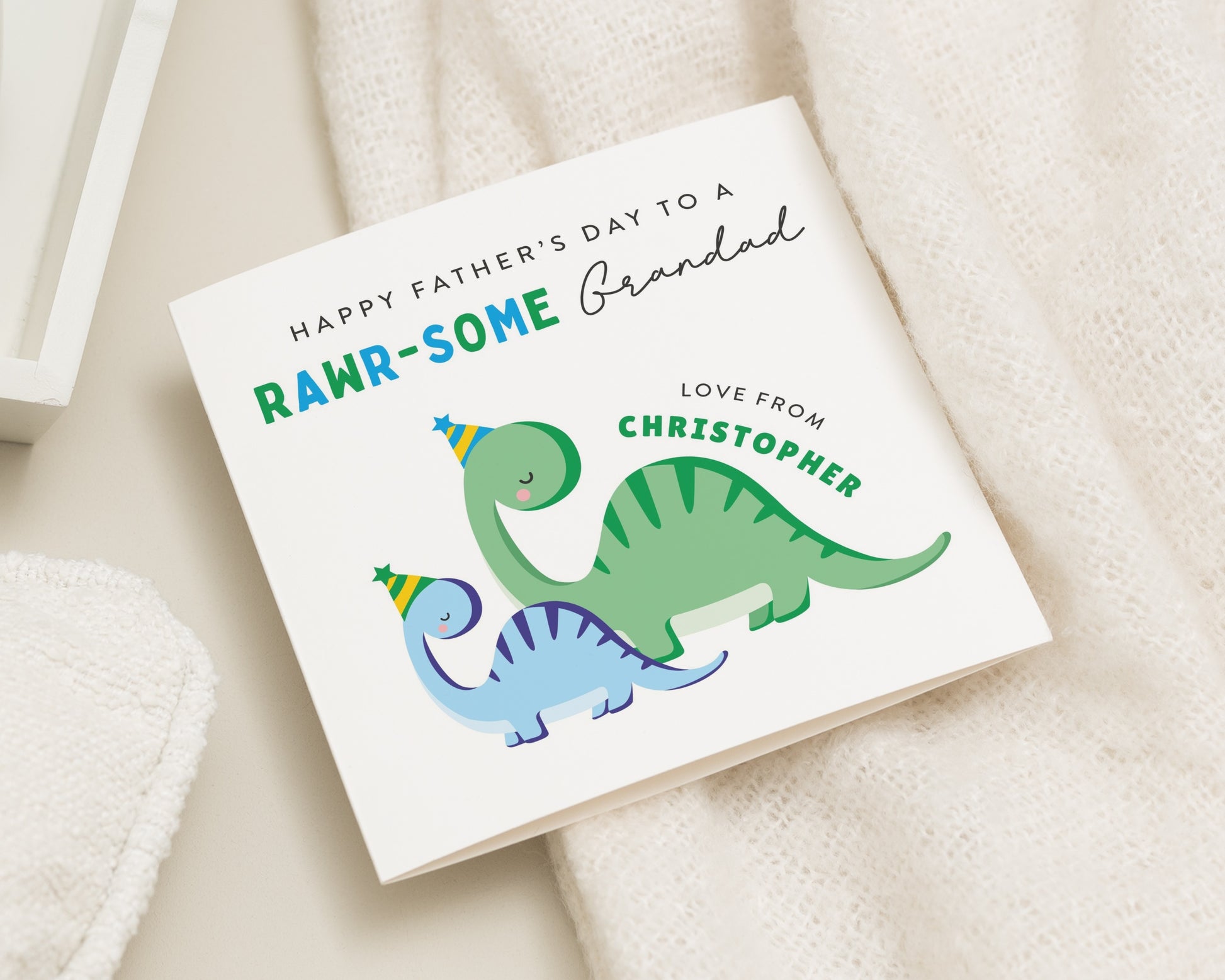 Fathers Day Card for Grandad, Dinosaur Fathers Day Card, Personalised Fathers Day Card, Fathers Day Card from Grandchild, Cute Card for Him