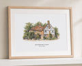 Personalised House Portrait Print, Custom Home Illustration, New Home Gift, House Warming Gift, Watercolour Wall Art, Oak Framed Print