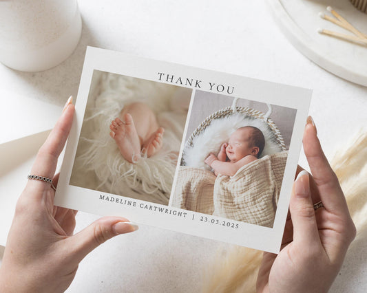 Baby Girl Photo Thank You Cards, Cute New Baby Cards Thank You, Personalised Thank You Cards New Baby Girl, Baby boy Postcard Thankyou Card