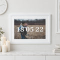 Personalised Photo Date Print, Custom Couple Wall Art, Anniversary Gift, Wedding Gift, Print From Photo, White Framed With Mount