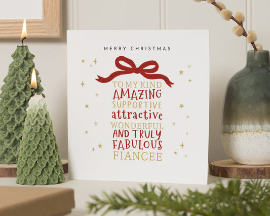 Christmas Card for Fiancée, Merry Christmas Card for Her, Romantic Christmas Card, Personalised Christmas Card for Fiancée