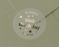 16th Birthday Sticker, Personalised Birthday Sticker, Birthday Envelope Seal, Custom Birthday Label, Gold Foil Birthday Sticker