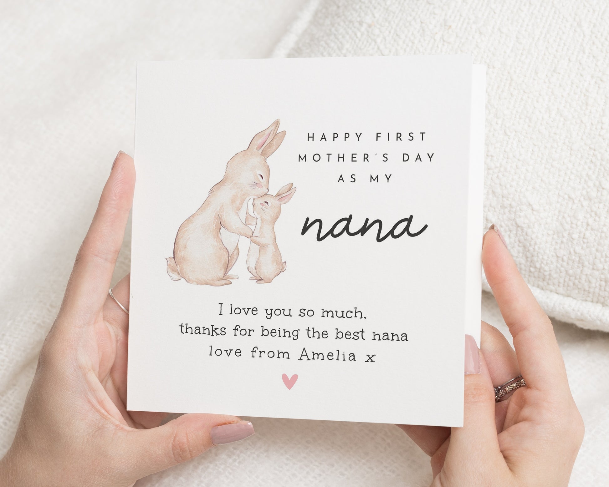 First Mothers Day Card for Nana, Mothers Day Card from Grandchild, Bunny Card, Personalised Mothers Day Card, Cute Nana Card