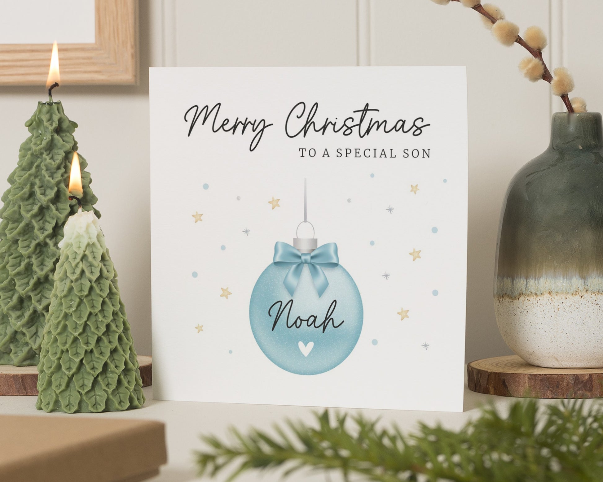 Christmas Card for Son, Personalised Son Christmas Card, Merry Christmas Card for Boy, Special Son Christmas Card, Bauble Card