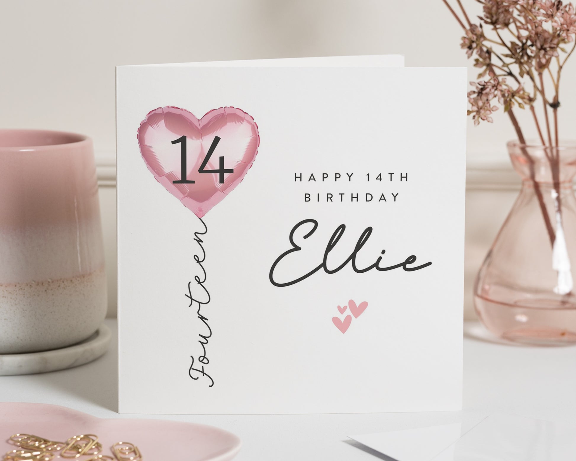14th Birthday Card for Girl, Personalised Birthday Card for Daughter, 14th Birthday Card for Her, Custom Teen Birthday Card