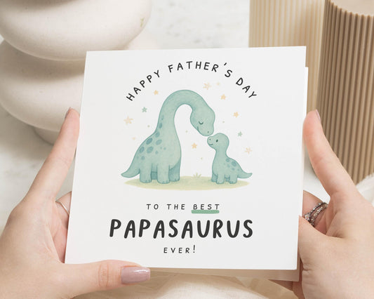 Fathers Day Card for Dad, Papasaurus Fathers Day Card, Dinosaur Card for Him, Cute Fathers Day Card from Kids, Daddy Fathers Day Card
