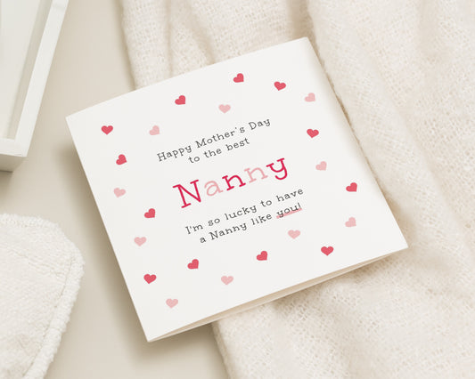 Mother's Day Card for Nanny, Grandma, Nan, Nana, Granny, Cute Mother's Day Card, Personalised Card for Her