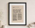 Personalised Song Lyric Print, First Dance Wedding Gift, Beige Wall Art, Anniversary Gift for Couple, Bedroom Wall Art
