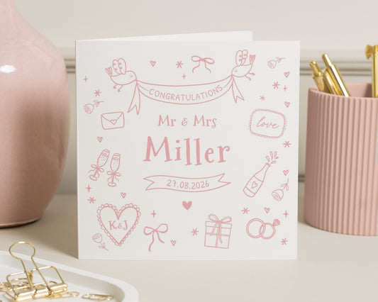 Personalised Wedding Card, Congratulations Wedding Card, Mr and Mrs Card, Wedding Day Card, Newlywed Card, Custom Wedding Card