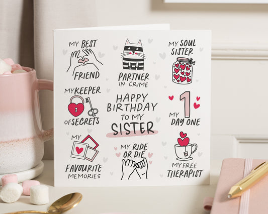Birthday Card for Sister, Happy Birthday Sister Card, Best Friend Birthday Card, Soul Sister Birthday Card, Cute Birthday Card for Her