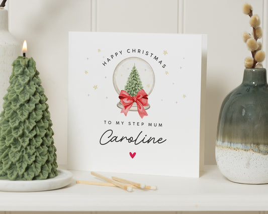 Christmas Card for Step Mum, Personalised Step Mum Christmas Card, Happy Christmas Card for Her, Custom Name Card