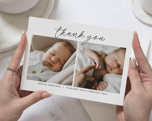 Personalised Thank You Cards New Baby, Folded Baby Thank You Cards, Baby Photo Thank You Cards, Postcard Thankyou Cards, Thank You Notes