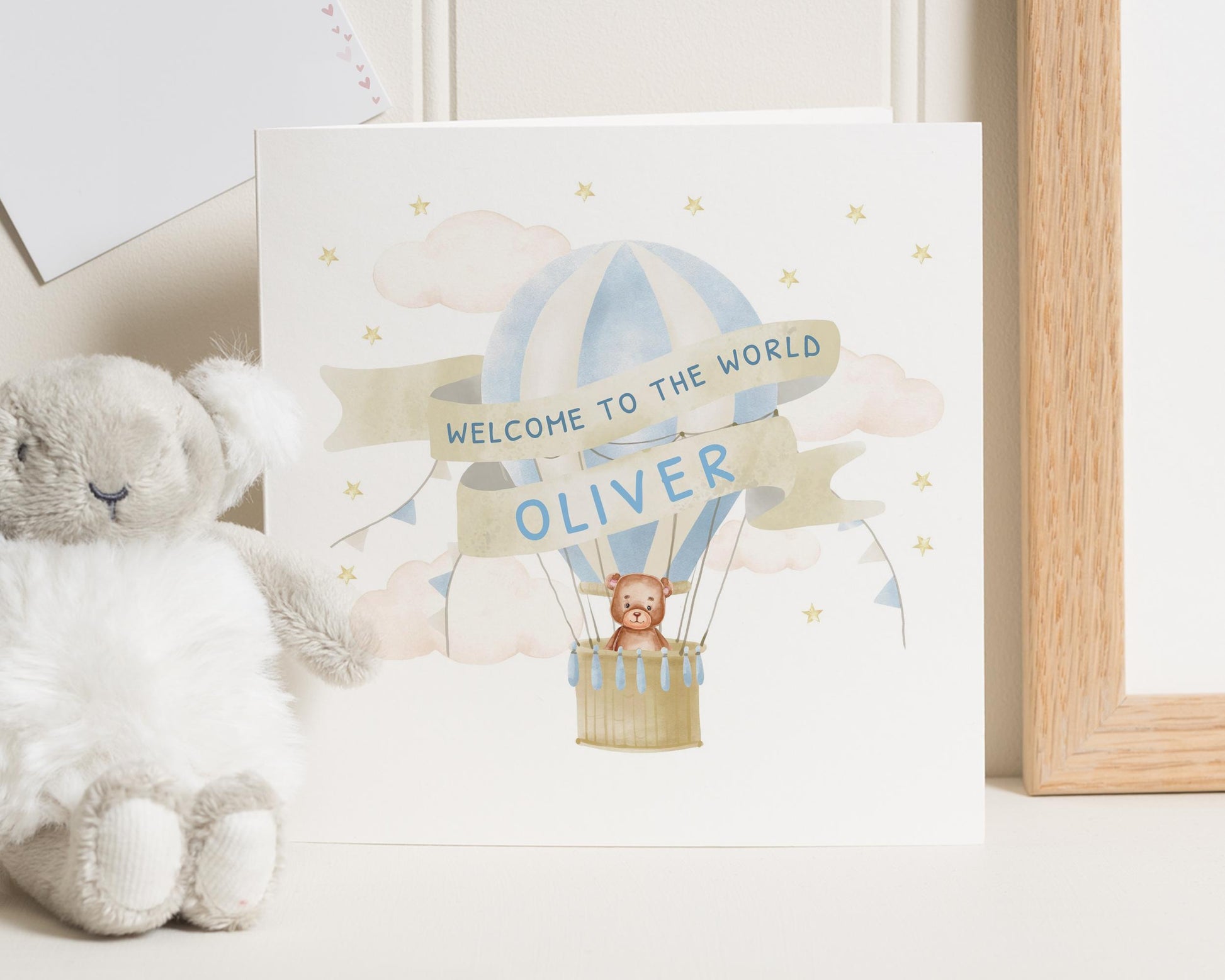 New Baby Card, Welcome To The World Card, Personalised Baby Card, Baby Boy Card, Baby Girl Card, Cute Bear Card, Baby Shower Card