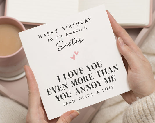 Sister Birthday Card, Funny Birthday Card for Sister, Birthday Card for Her, Cute Sister Card, Simple Birthday Card for Sister
