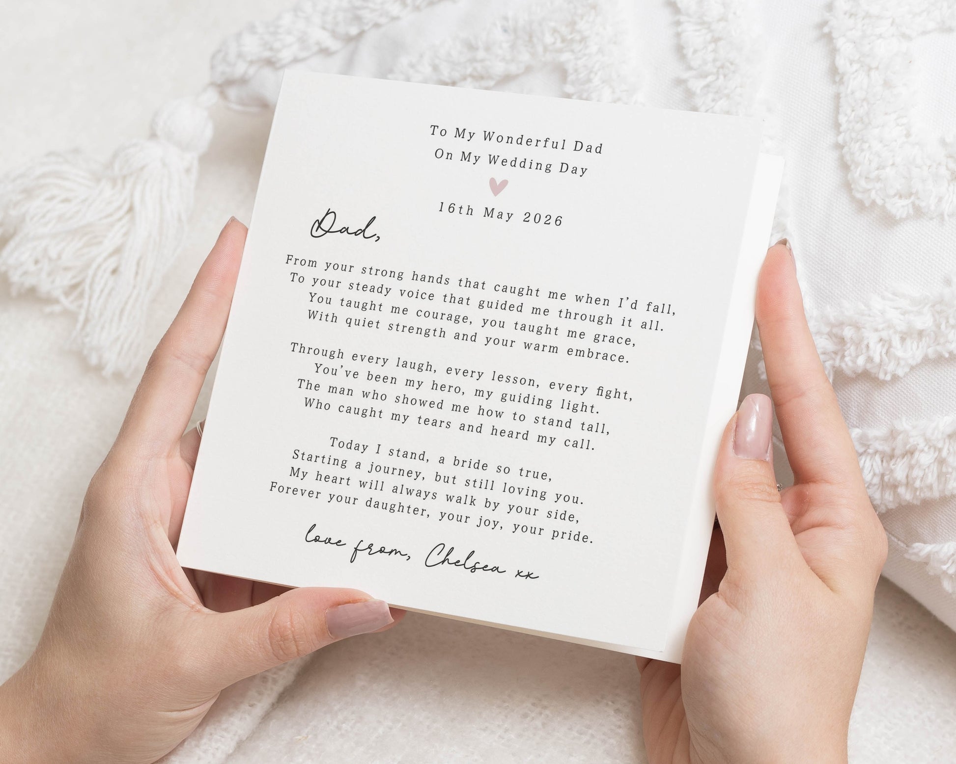 Wedding Day Card for Dad, To My Dad on My Wedding Day, Father of the Bride Card, Personalised Wedding Card, Poem Card for Dad