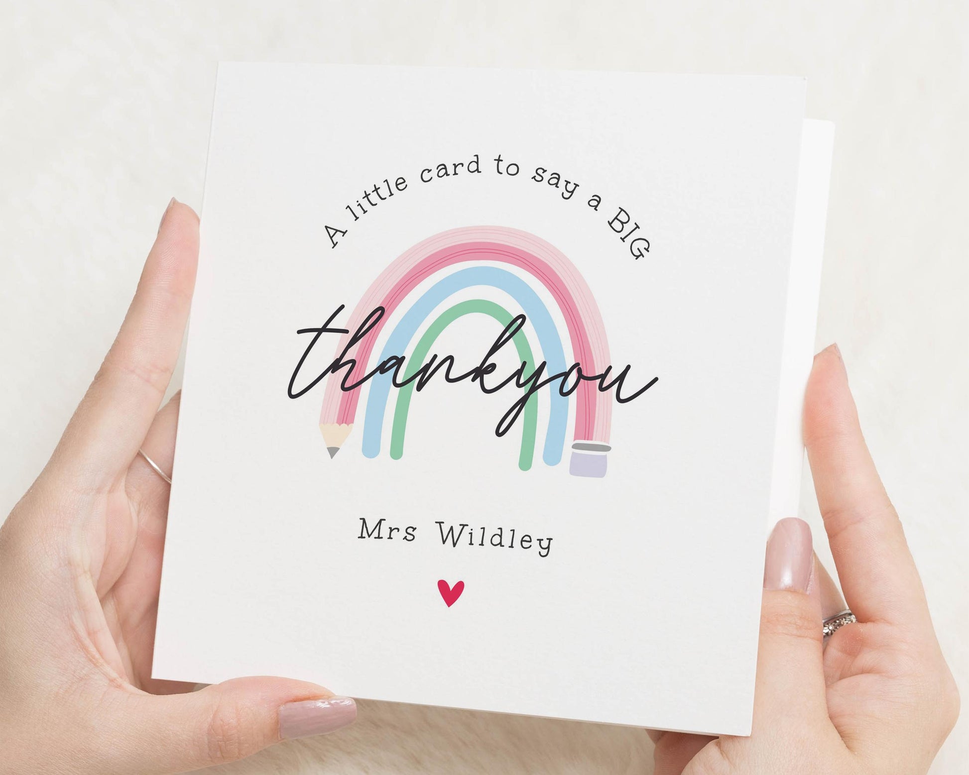 Thank You Card for Teacher, Personalised Teacher Thank You Card, Rainbow Thank You Card, End of Term Card, Thank You Card for Her