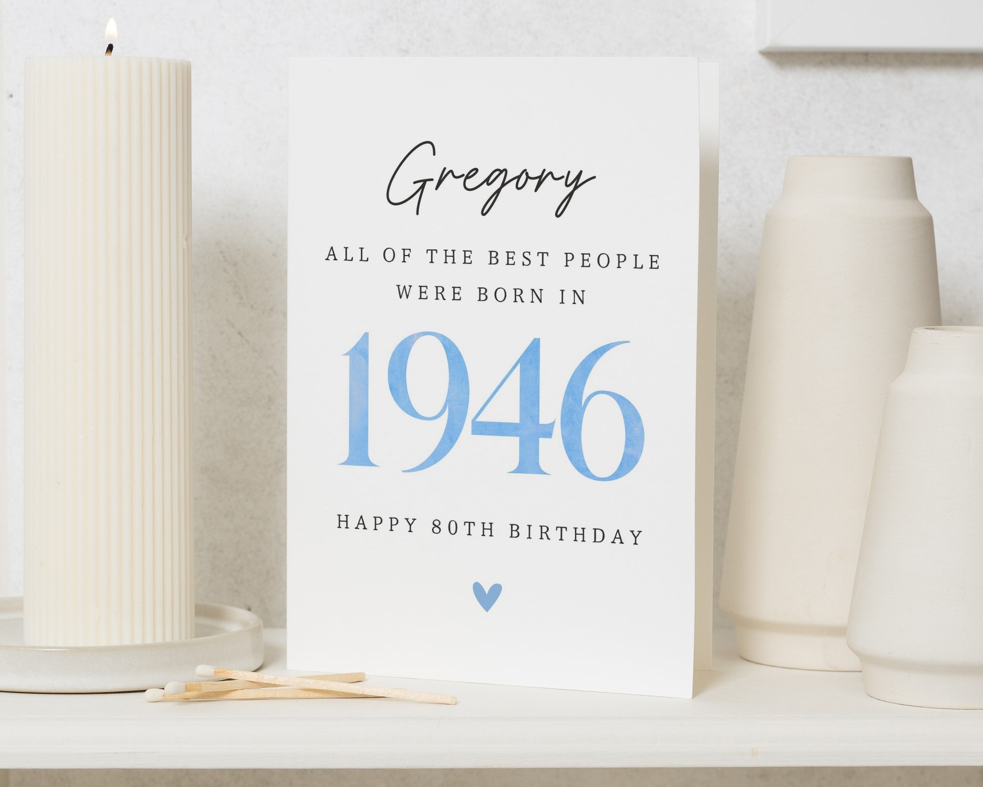 80th Birthday Card, Personalised 80th Birthday Card, Custom Milestone Birthday Card, Birthday Card for Him or Her, Born in Year Card