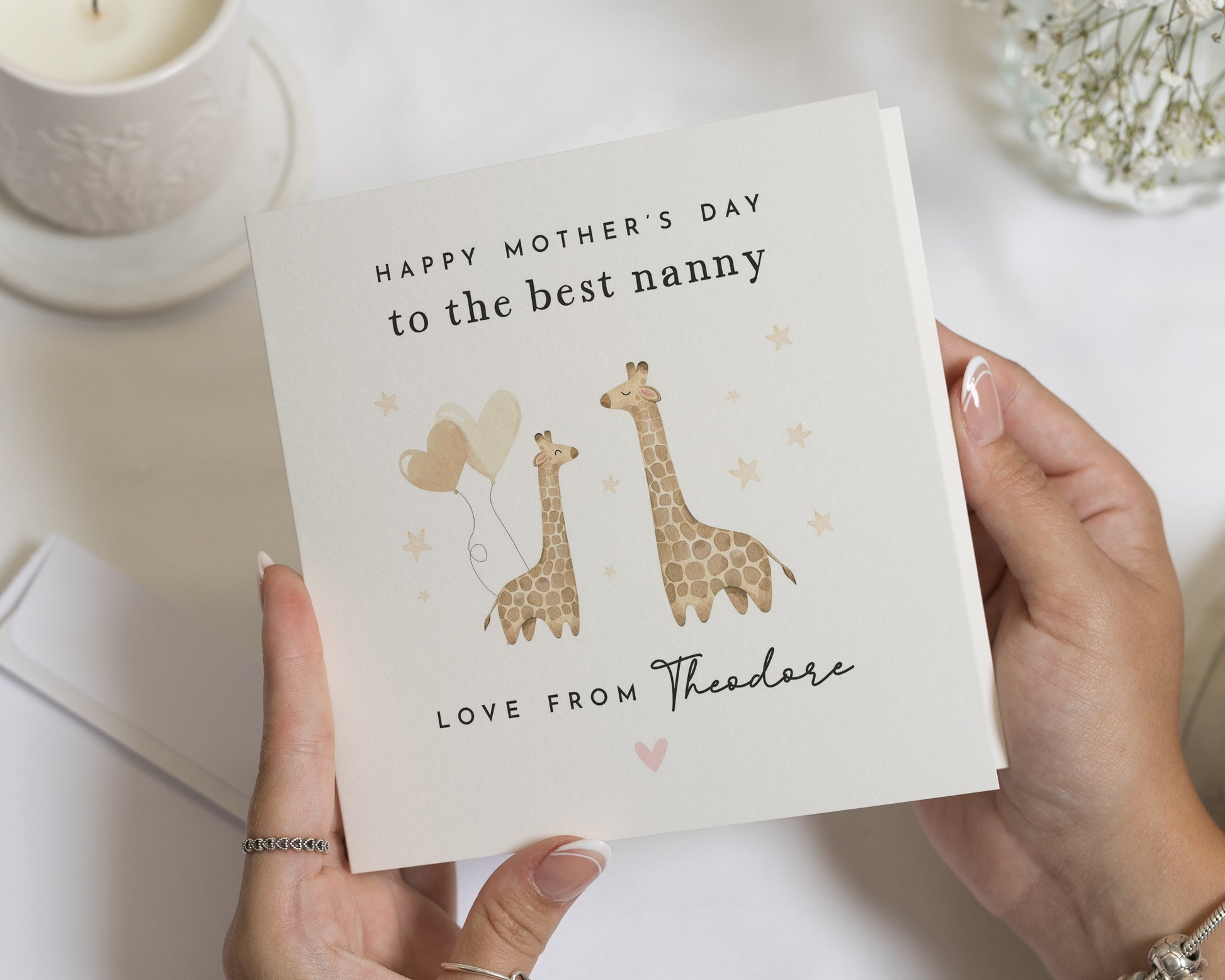 Mothers Day Card for Nanny, Happy Mothers Day Card from Grandchild, Giraffe Mothers Day Card, Personalised Mothers Day Card for Her