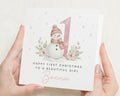 1st Christmas Card for Girl, Personalised First Christmas Card, Baby Girl Christmas Card, Snowman Christmas Card, Custom Name Card