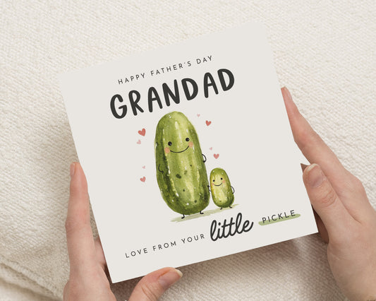 Fathers Day Card for Grandad, Grandad Fathers Day Card, Cute Pickle Card, Card from Little One, Funny Fathers Day Card for Him