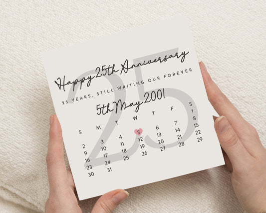 25th Anniversary Card, Personalised Anniversary Card, Silver Wedding Anniversary Card, Anniversary Card for Husband, Wife, Couple