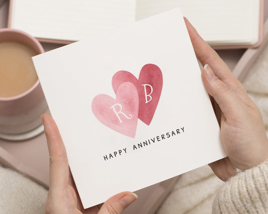 Anniversary Card, Personalised Anniversary Card, Anniversary Card for Couple, Custom Initials Card, Romantic Card for Him or Her