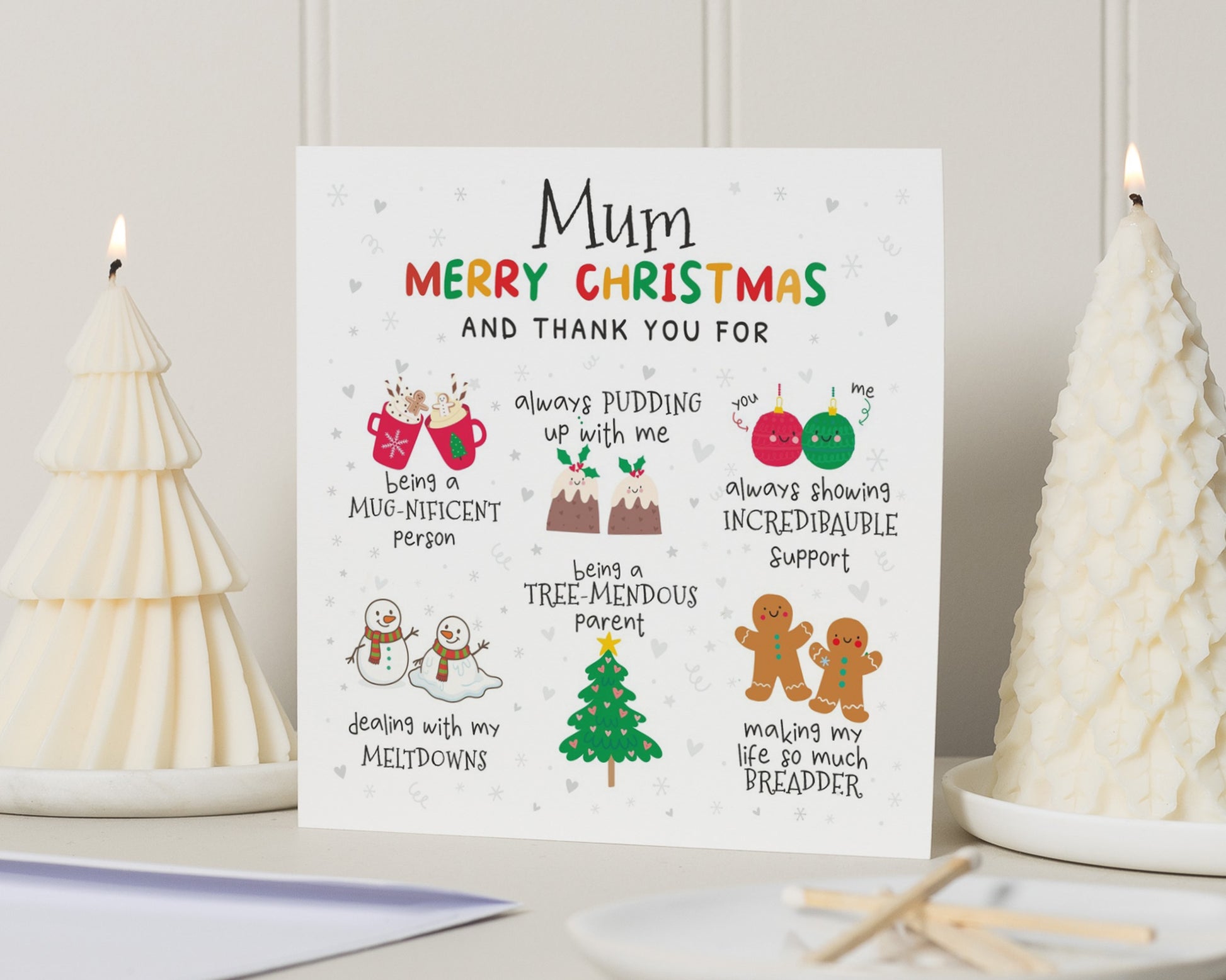 Christmas Card for Mum, Merry Christmas Mum Card, Funny Christmas Card for Her, Cute Mum Christmas Card, Personalised Christmas Card