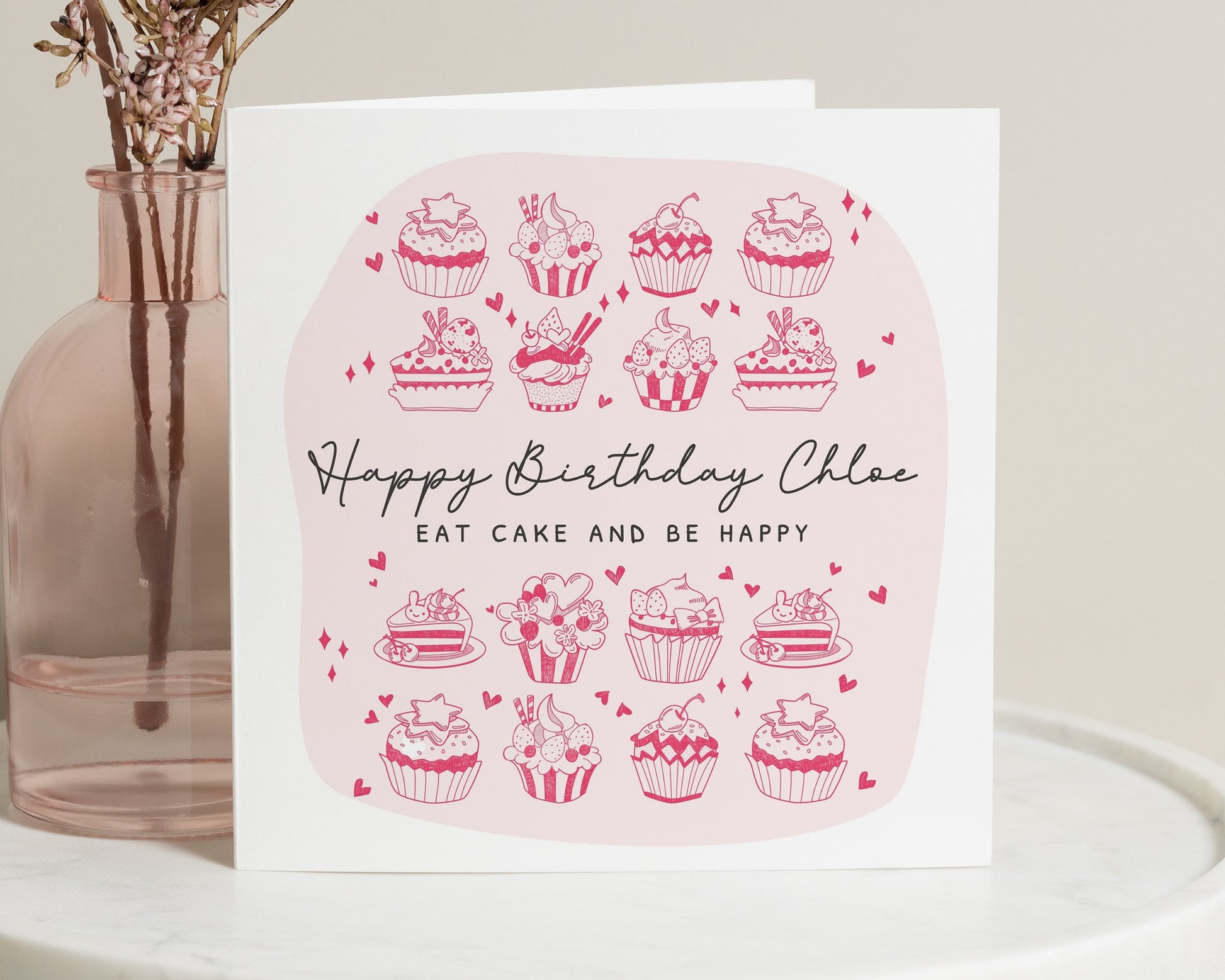 Birthday Card for Her, Cupcake Birthday Card, Personalised Birthday Card, Cute Birthday Card for Friend, Happy Birthday Card for Women