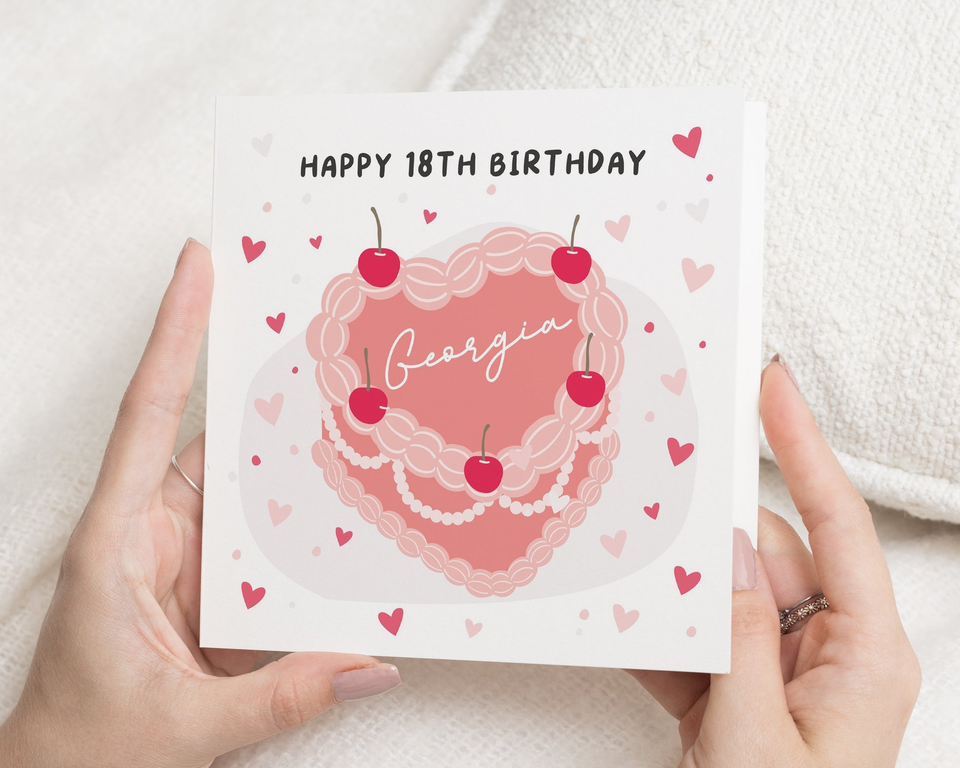 18th Birthday Card, Personalised Birthday Card for Her, Birthday Card for Daughter, Cute Birthday Card, Cake Birthday Card