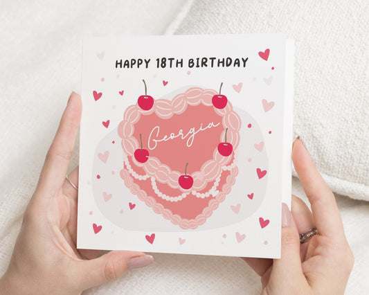 18th Birthday Card, Personalised Birthday Card for Her, Birthday Card for Daughter, Cute Birthday Card, Cake Birthday Card