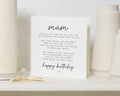 Birthday Card for Mum, Mum Birthday Card, Birthday Card for Her, Poem Birthday Card, Simple Birthday Card, Card for Mum