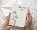 Personalised Wedding Thank You Cards, Wedding Thank You Card, Floral Thank You Cards, Minimal Folded Thank You Cards, A6 5x7 Card