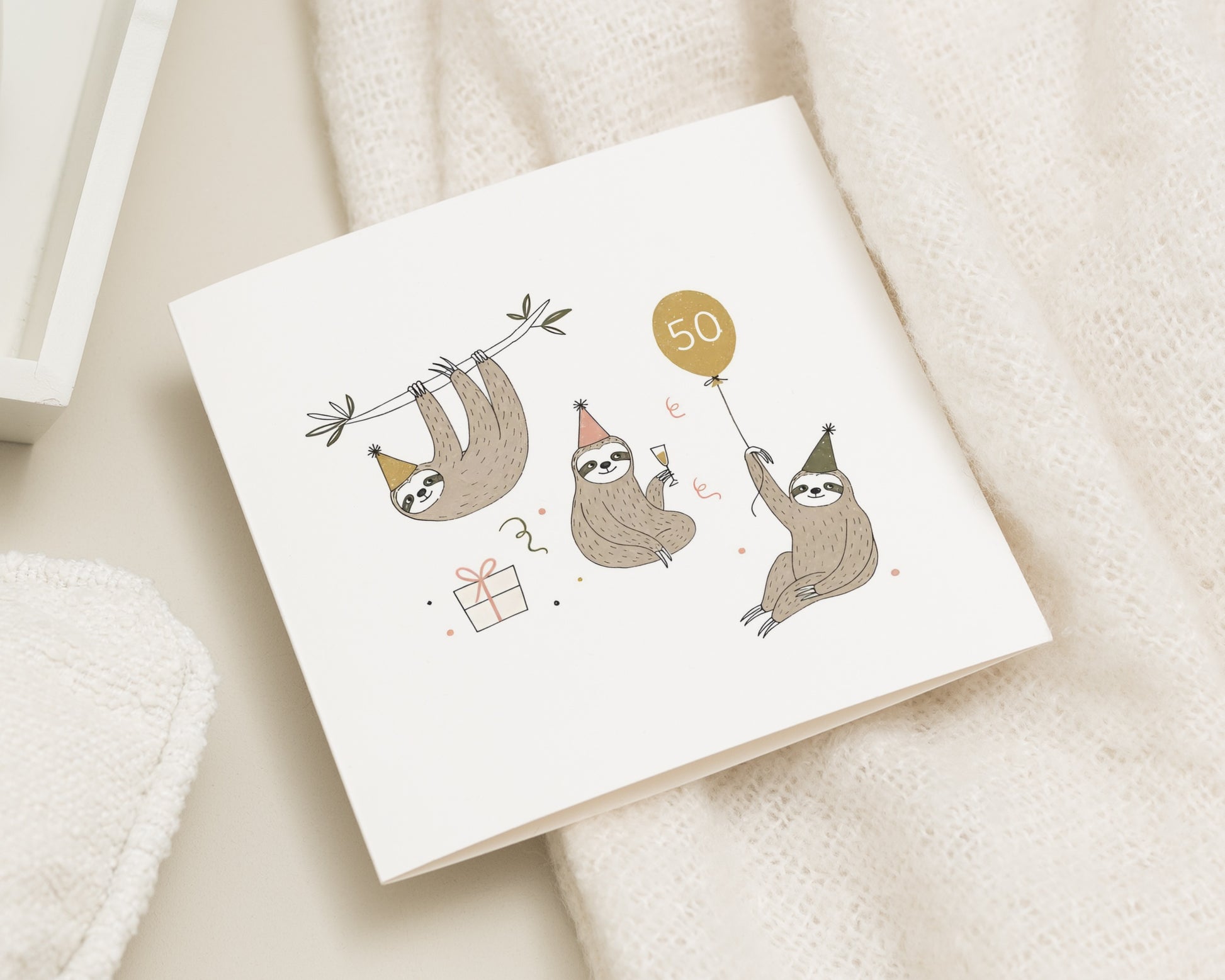 50th Birthday Card, Sloth Birthday Card, Cute 50th Birthday Card, Milestone Birthday Card, Funny Animal Birthday Card