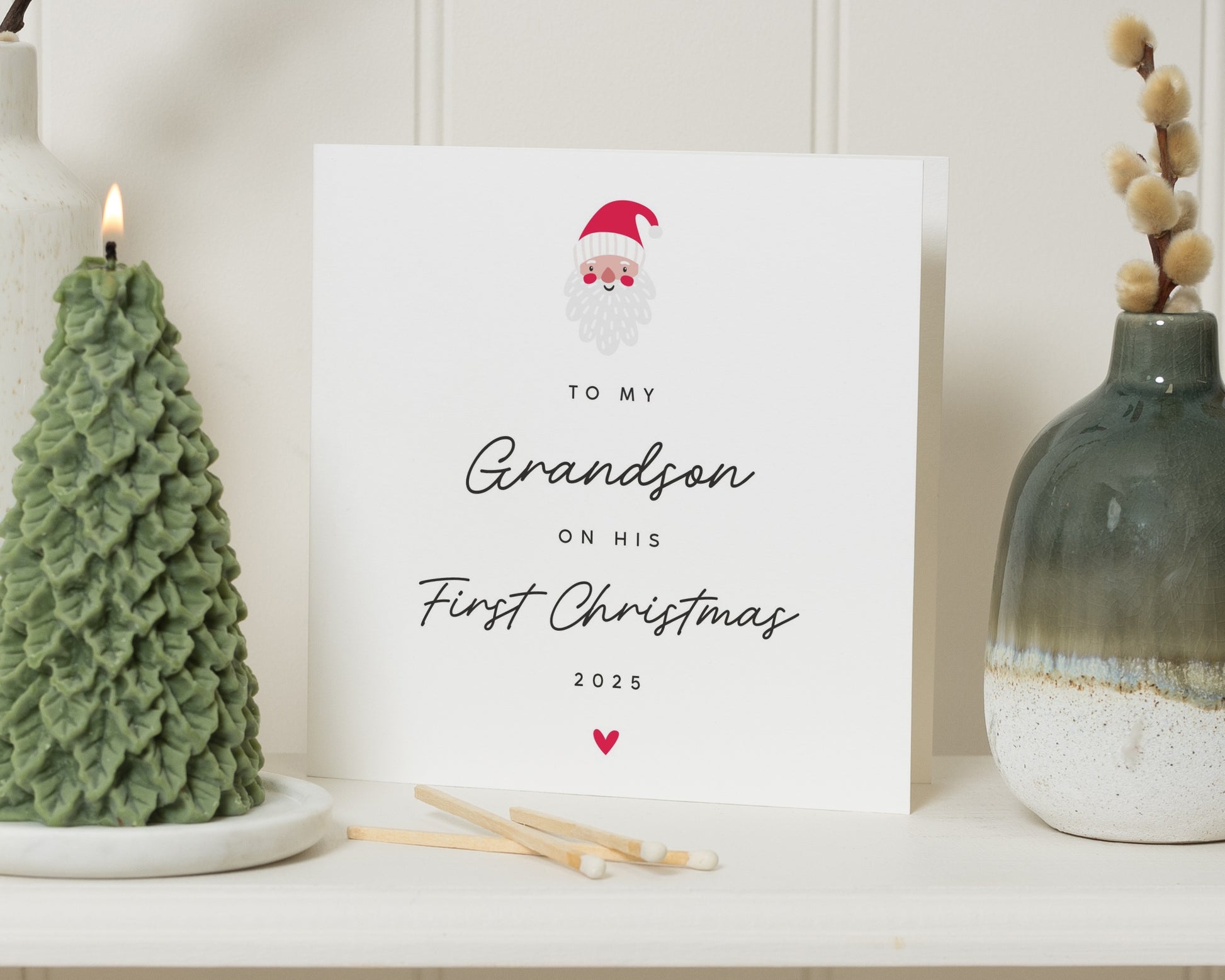 Grandson First Christmas Card, 1st Christmas Card for Grandson, Personalised Christmas Card, Christmas Card for Boy, Santa Christmas Card