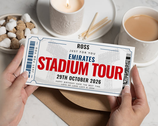 Personalised Stadium Tour Gift Voucher, Birthday Gift For Him Or Her, Football Experience Ticket, Custom Stadium Tour